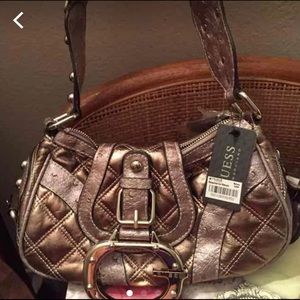 Guess Gold Metallic Handbag